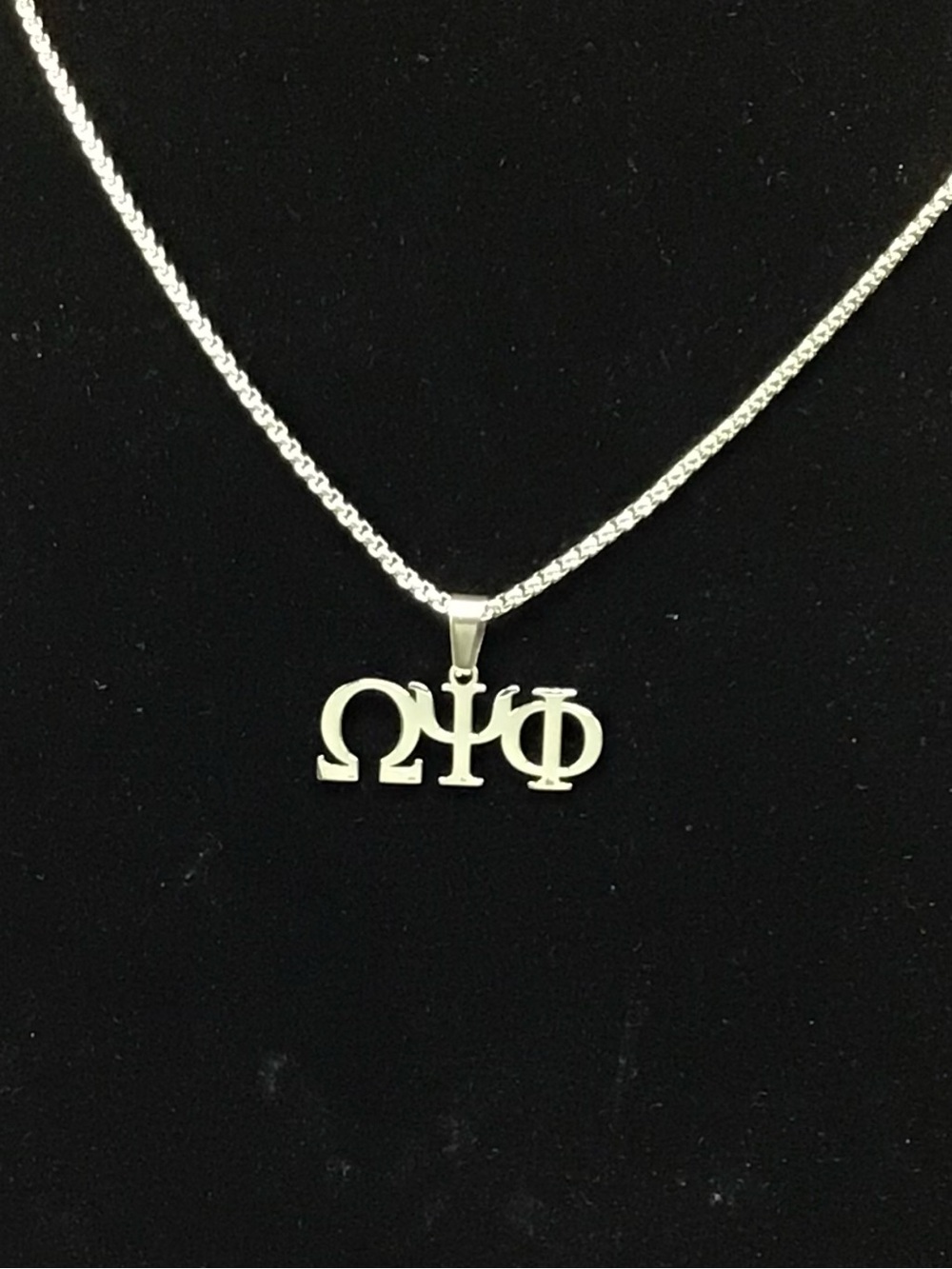Omega Psi Phi Silver Stainless steel Greek Letter Necklace